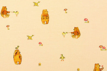 Jersey mit Bären und Pilzen, beige, 0,5 m